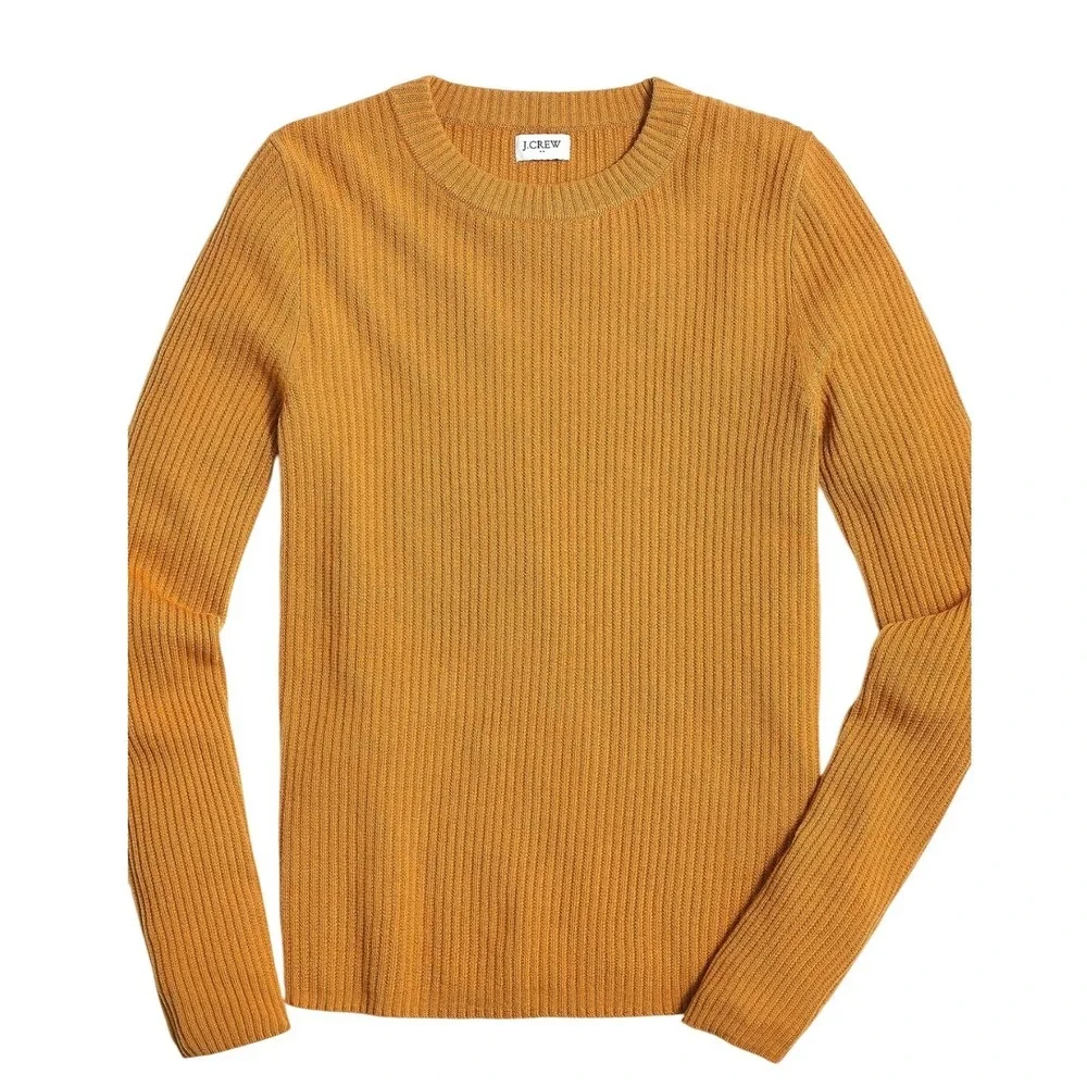 J.Crew Ribbed Crewneck Sweater Copper‎ Burnt Orange Cotton Wool Blend Size L NEW